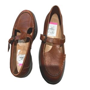 brown leather madewell chunky shoes size eight